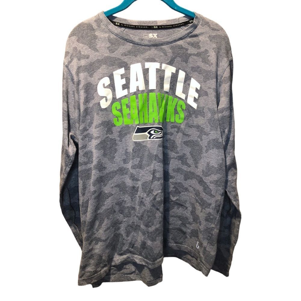 Seattle Seahawks Blue Camo Long Sleeve Shirt size XL, MSX by Michael Strahan